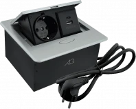  Удлинитель AQ PLUG-X H3 горизонтальный 1XSCHUKO, 1XUSB А, 1XUSB C, алюминий
