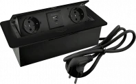 Удлинитель AQ PLUG-X H2 горизонтальный 2xSCHUKO 1xUSB А 1xUSB C, черный